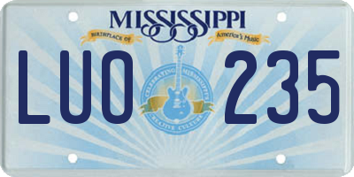 MS license plate LUO235