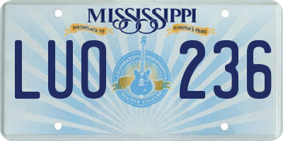 MS license plate LUO236