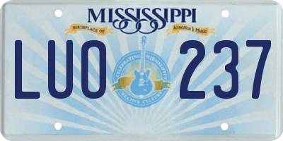 MS license plate LUO237