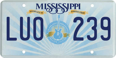 MS license plate LUO239