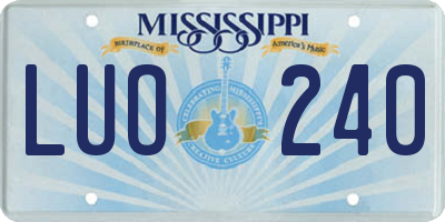 MS license plate LUO240