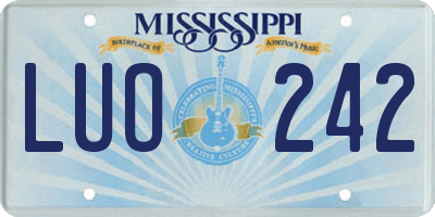 MS license plate LUO242