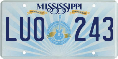 MS license plate LUO243