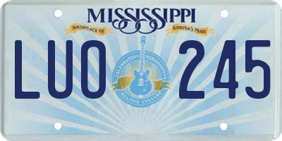 MS license plate LUO245