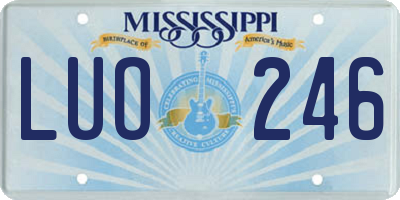 MS license plate LUO246
