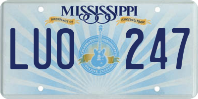 MS license plate LUO247