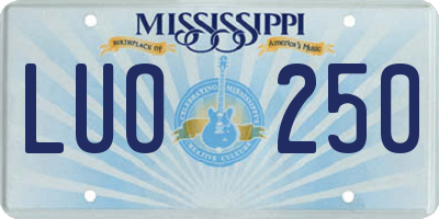 MS license plate LUO250