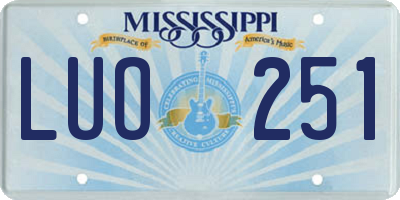 MS license plate LUO251