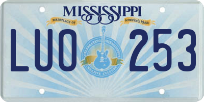 MS license plate LUO253