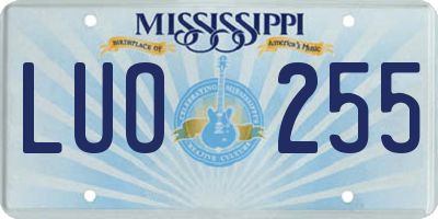 MS license plate LUO255