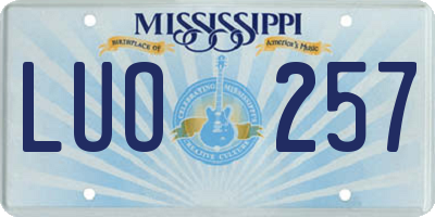 MS license plate LUO257