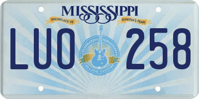 MS license plate LUO258
