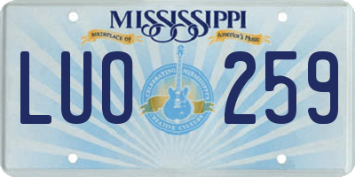 MS license plate LUO259
