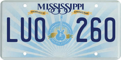 MS license plate LUO260