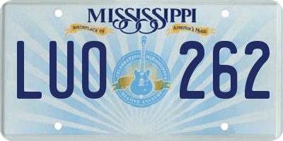MS license plate LUO262