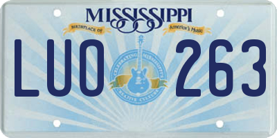 MS license plate LUO263