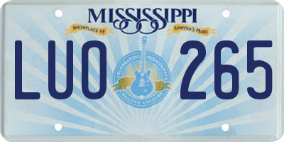 MS license plate LUO265