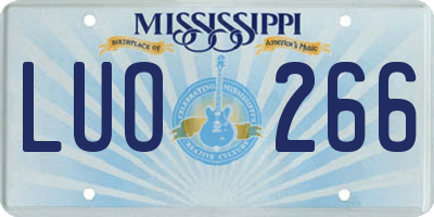 MS license plate LUO266