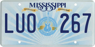 MS license plate LUO267