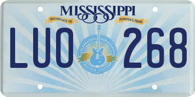 MS license plate LUO268