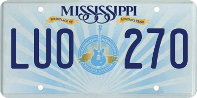 MS license plate LUO270