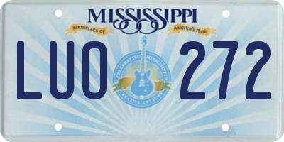 MS license plate LUO272
