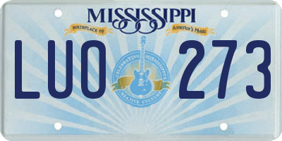 MS license plate LUO273