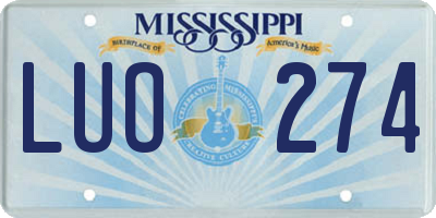 MS license plate LUO274