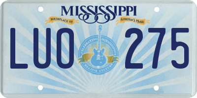 MS license plate LUO275