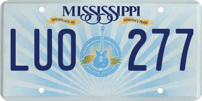 MS license plate LUO277