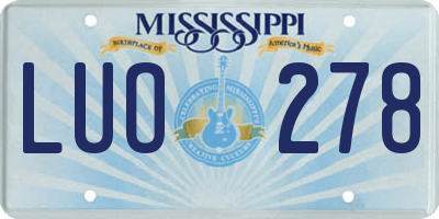 MS license plate LUO278