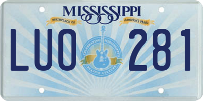 MS license plate LUO281