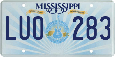 MS license plate LUO283