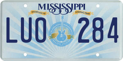 MS license plate LUO284