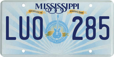 MS license plate LUO285