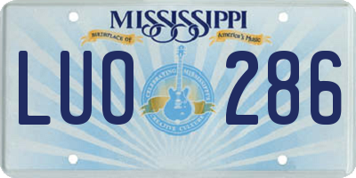 MS license plate LUO286