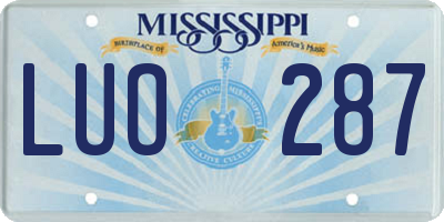 MS license plate LUO287