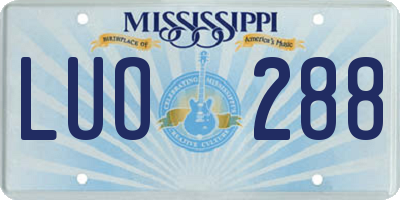 MS license plate LUO288