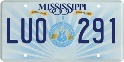 MS license plate LUO291