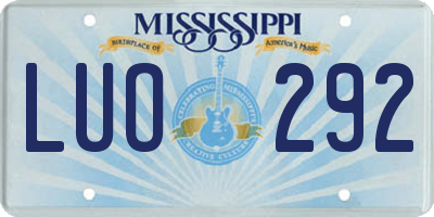MS license plate LUO292