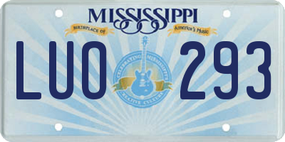 MS license plate LUO293