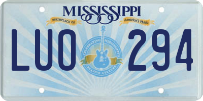 MS license plate LUO294