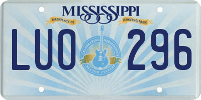 MS license plate LUO296