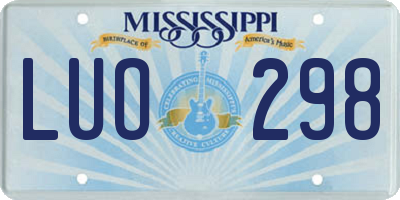 MS license plate LUO298