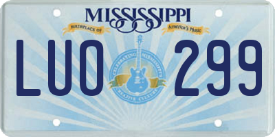 MS license plate LUO299