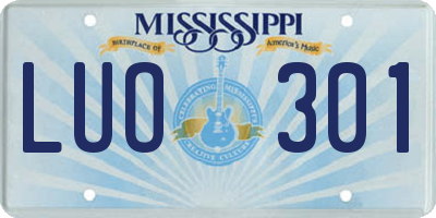 MS license plate LUO301