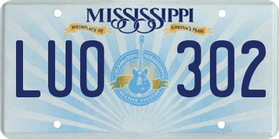 MS license plate LUO302