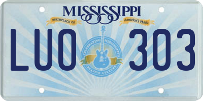 MS license plate LUO303