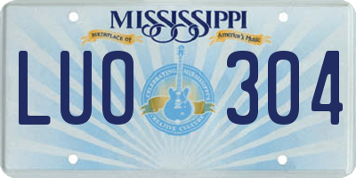 MS license plate LUO304
