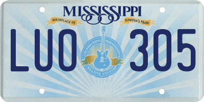 MS license plate LUO305